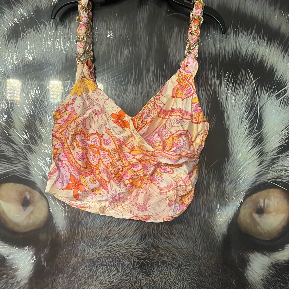 Zara Pink and Orange Floral Halter Top